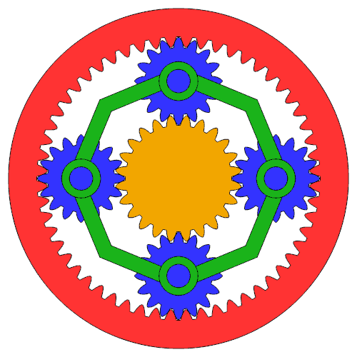 Режим работы планетарного редуктора с фиксированной кольцевой шестерней