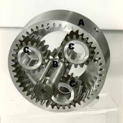 На рисунке показан планетарный редуктор без водила